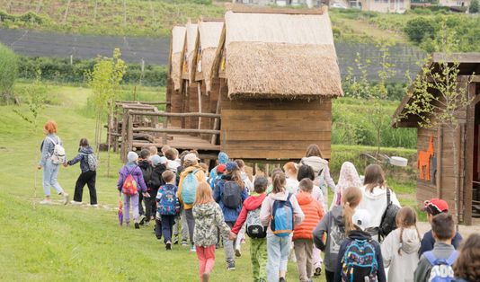 Pupils on a school outing in the countryside